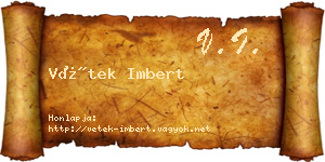 Vétek Imbert névjegykártya